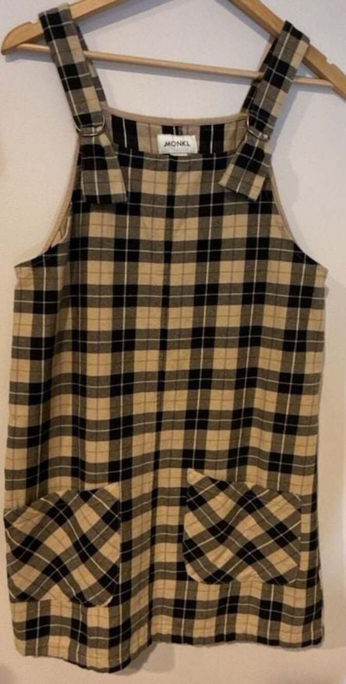Monki Plaid Checkered Pinafore Mini Dress